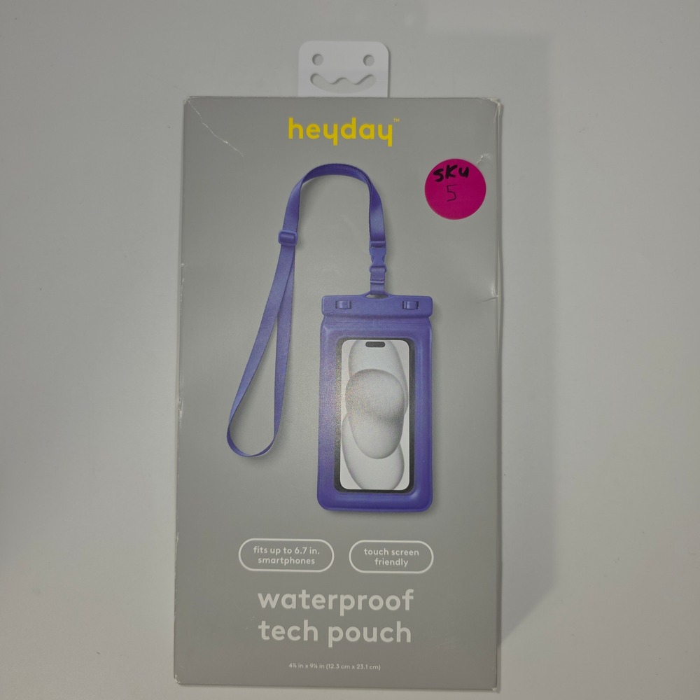 Heyday Waterproof Tech Pouch Unisex OS Purple Like New Adjustable Lanyard 6.7in